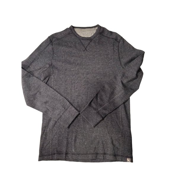 Eddie Bauer Crew Neck Pullover Waffle Knit Sweater Dark Gray Cotton Mens S - Picture 1 of 8